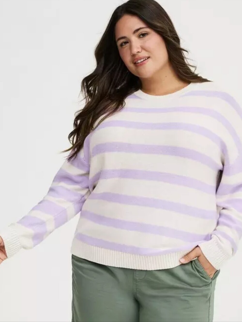Cotton Blend Crew Neck Sweater